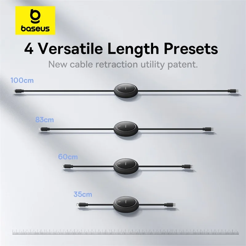 Baseus Retractable PD 20W USB C Cable For iPhone 14 13 12 Pro Max iPad Macbook Wire Fast Charging Type C Data Cord