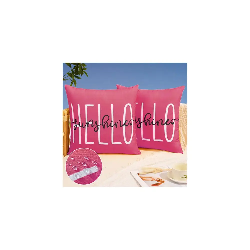 

Outdoor Pillow Covers 20X20 H Set Of 2 Hello Sunshine Decor Hot Pink Waterproof Throw Pillow Covers Summer Outdoor Waterproof