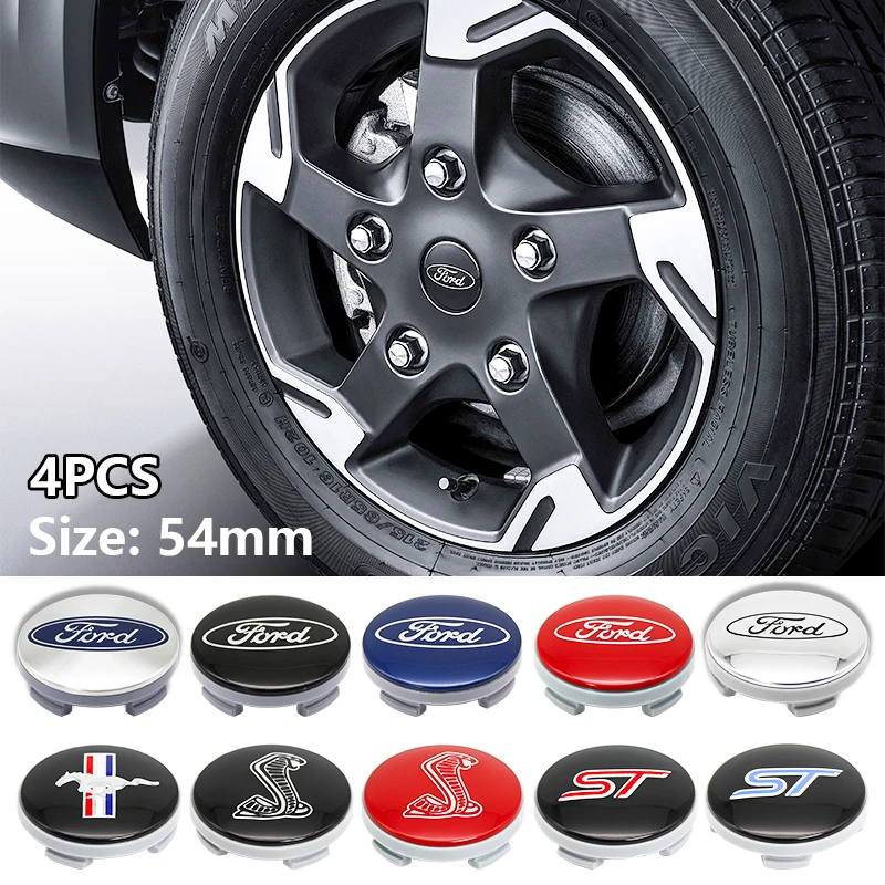 4 tapas de rueda de 54 mm 3D ABS de repuesto para Ford Focus MK2 Fiesta Mondeo Mustang Explorer Ranger, accesorio de tuning para llantas