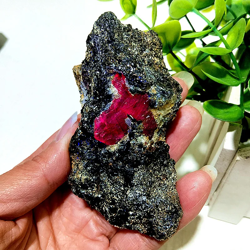 

Natural Stones Raw Ruby Corundum Mineral Specimen Meditation Energy Healing Feng Shui Crystals Room Decor