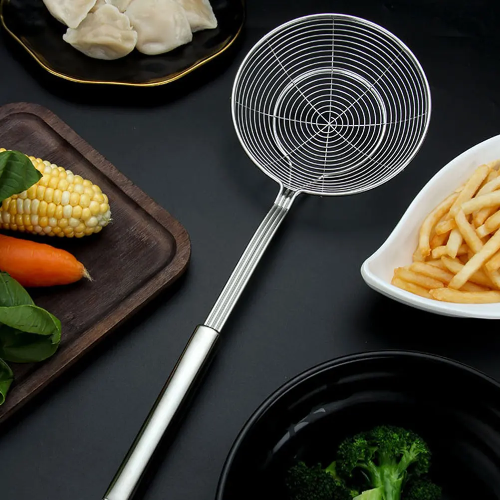 

Stainless Steel Spoon Pasta Strainer Kitchen Slotted Spoon Metal Filter Lightweight Practical Home Restaurant