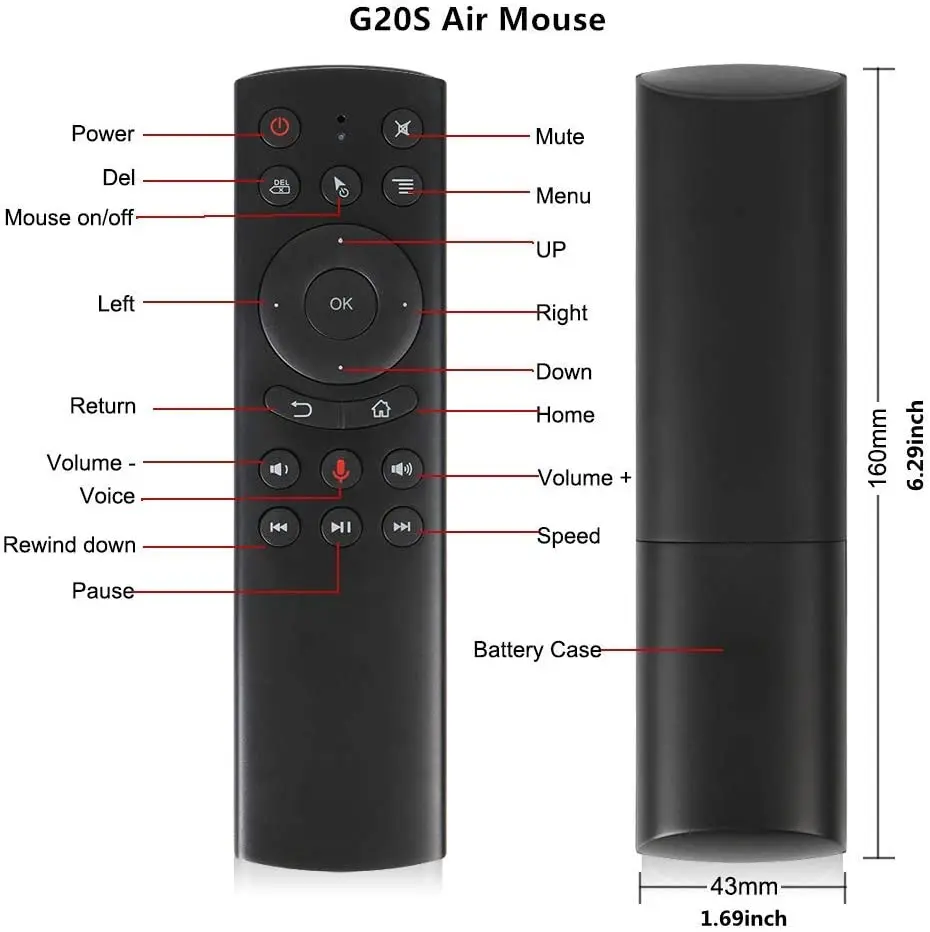 G20 G20S Smart Voice Remote Control 2.4G Wireless Backlit Air Mouse Gyroscope IR Learning For H96 X96 Max X88 Pro Android TV BOX