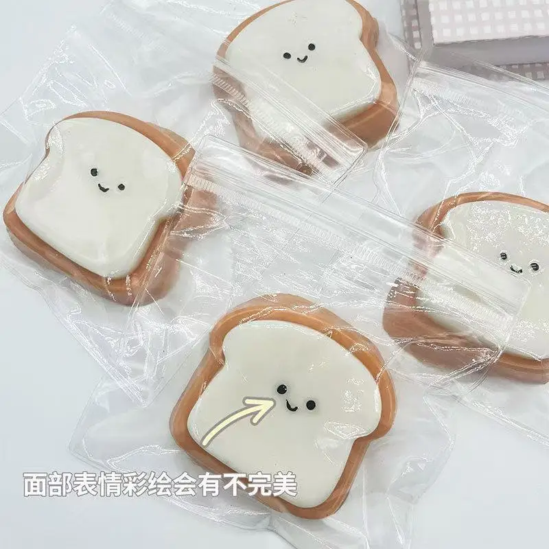 

New Toast Cheese Mochi Soft Squeeze Slow Rebound Stress Relief Toy Smile Bread Slice Dessert Girl Birthday Gift Fidget Toy