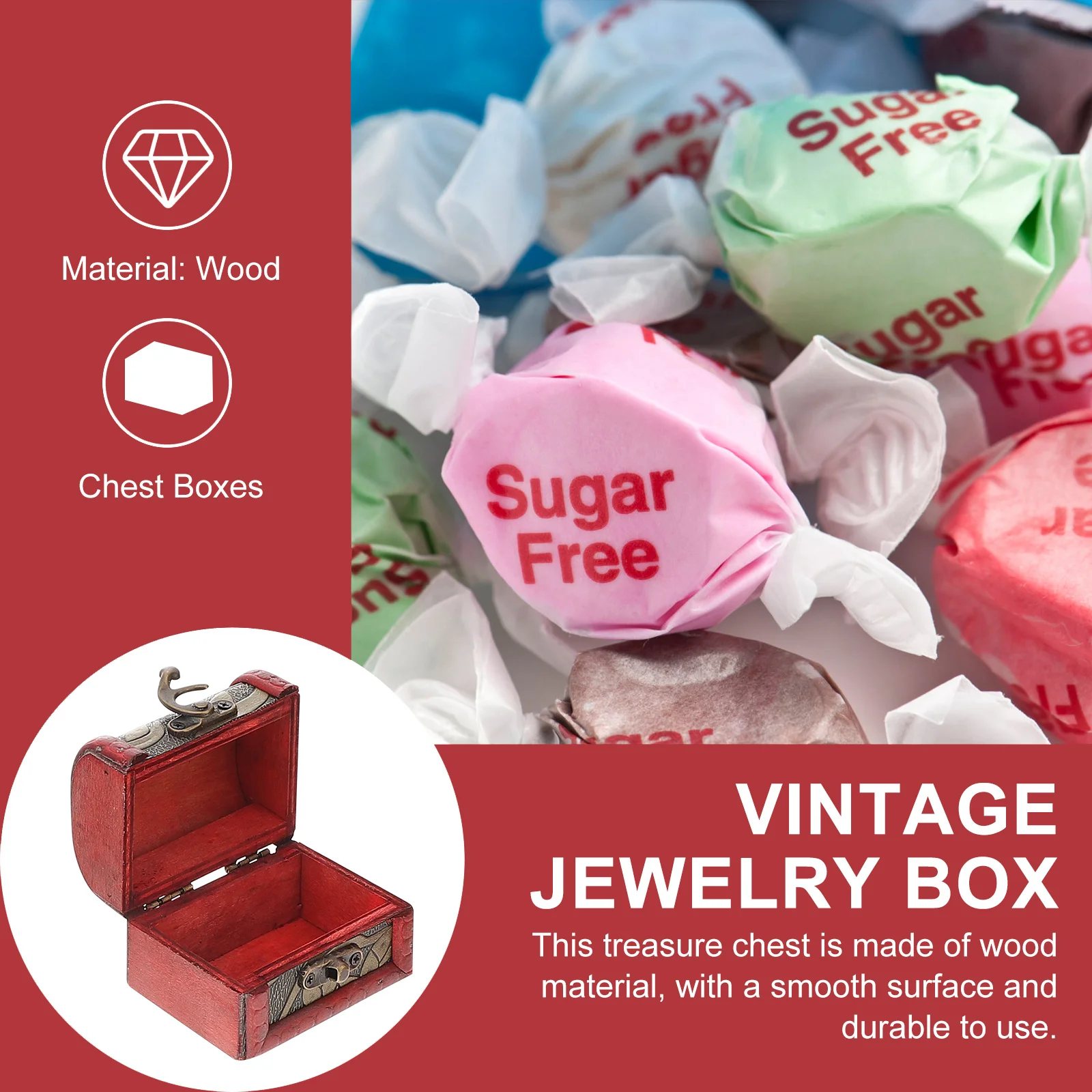 

4Pcs Wooden Treasure Chest Jewelry Box Metal Lock Organizer Storage Case for Necklaces Watches Keys Gift Vintage Jewelry Box