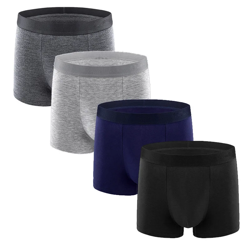 Men Mid Waist Cotton Boxer Briefs Loose Breathable Sweat-absorbing Underwear for Sports Home Daily Wear 4 Colors Option