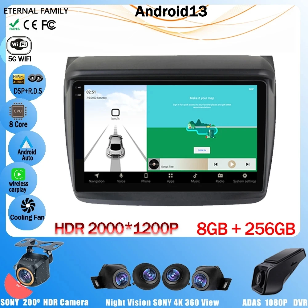 

Android 13 Wireless Carplay Car Player For Mitsubishi PAJERO Sport 2 L200 Triton 2008-2016 GPS Naviagation Multimedia Head Unit