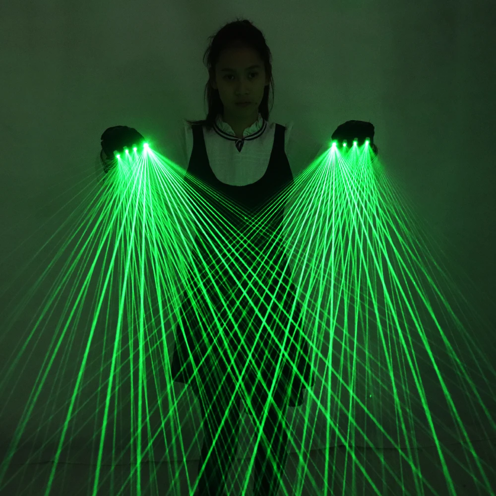 2 in 1 Multi-Line Green Laser Gloves LED Lazer Mitten Ray Gloves Rave LED Flash Finger Palm Light Dress Up LED Robot Suit - Image 2