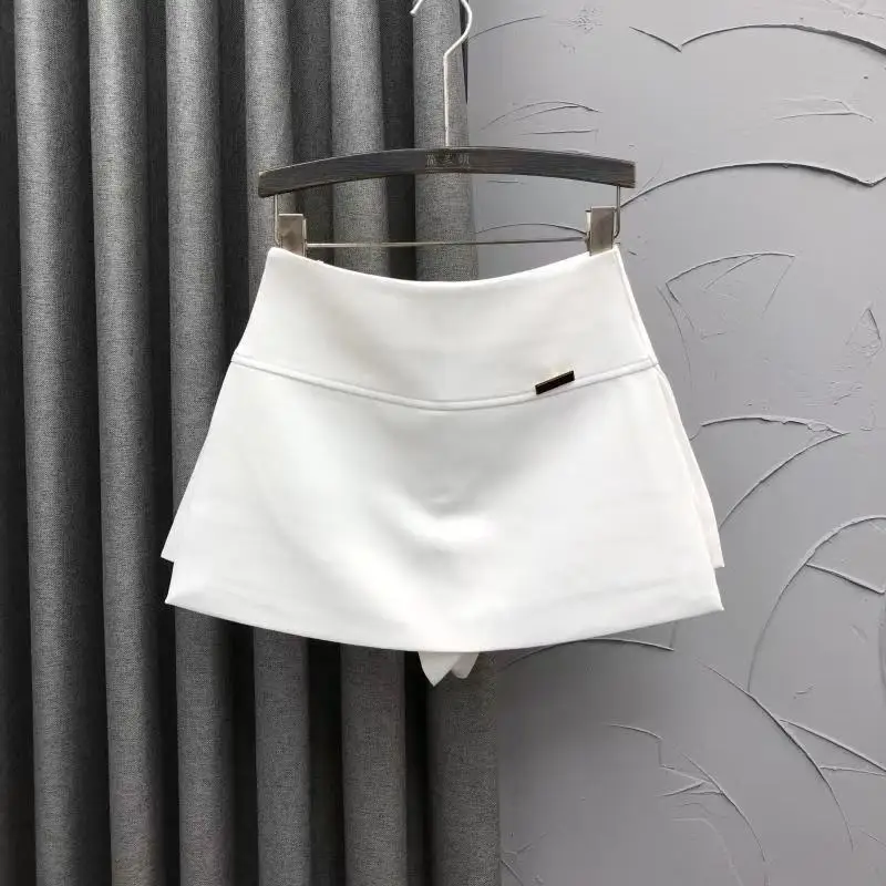 White Simplicity A-line Skirt 2025 Spring Summer New High Waist Trend Sexy Solid Color Elastic Waist Skirts Women Clothes Skirt
