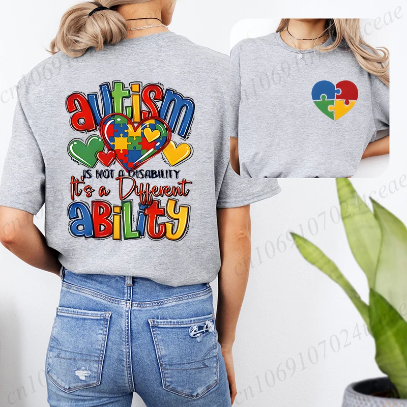 O autismo não é uma deficiência camiseta para mulheres moda consciência camisetas hip hop aceitação neurodiversidade roupas estéticas