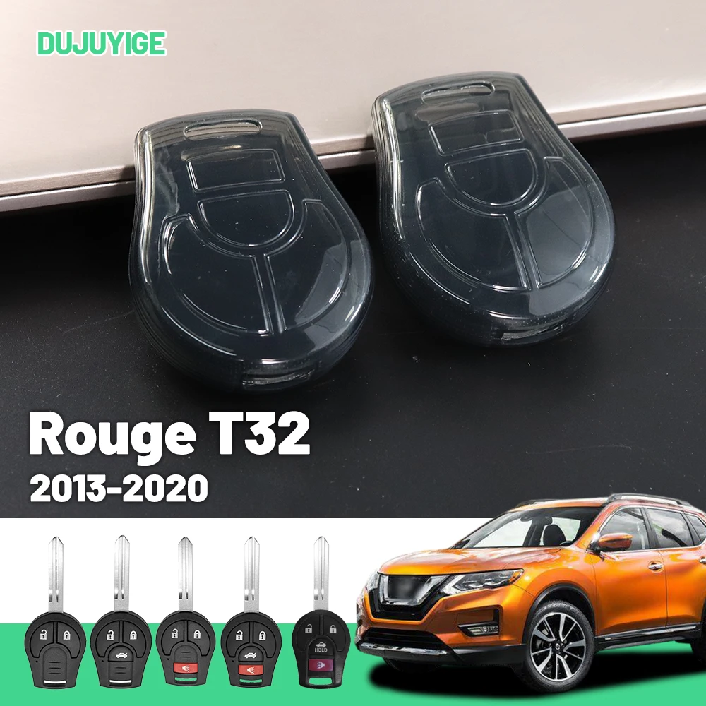 

Прозрачный чехол для ключей из ТПУ для Nissan Rogue T32 2013-2020, защитный чехол для брелока, автомобильные аксессуары 2014 2015 2016 2017 2018