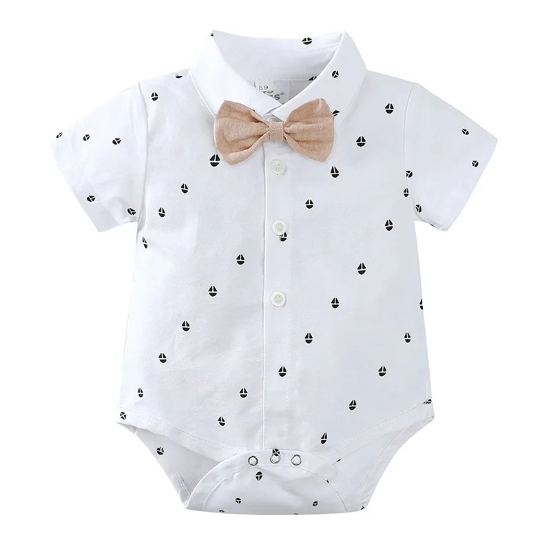 4PCS Summer Baby Boy Set Clothes Fashion Gentleman Suit Short Sleeve Bodysuit+Shorts+Hat+Straps Newborn Photography Outfit BC698