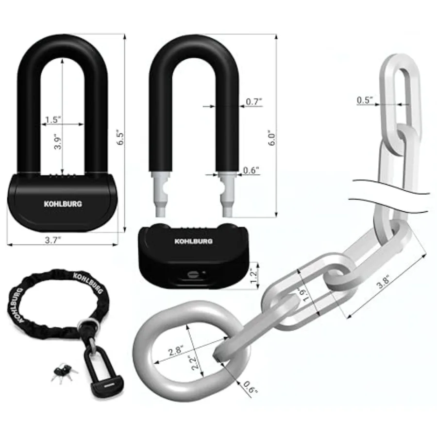 18 lbs Massive Motorcycle Security Chain Lock 7 ft Long with Highest German Security Level 10plus of 10 Heavy Duty Steel Chain