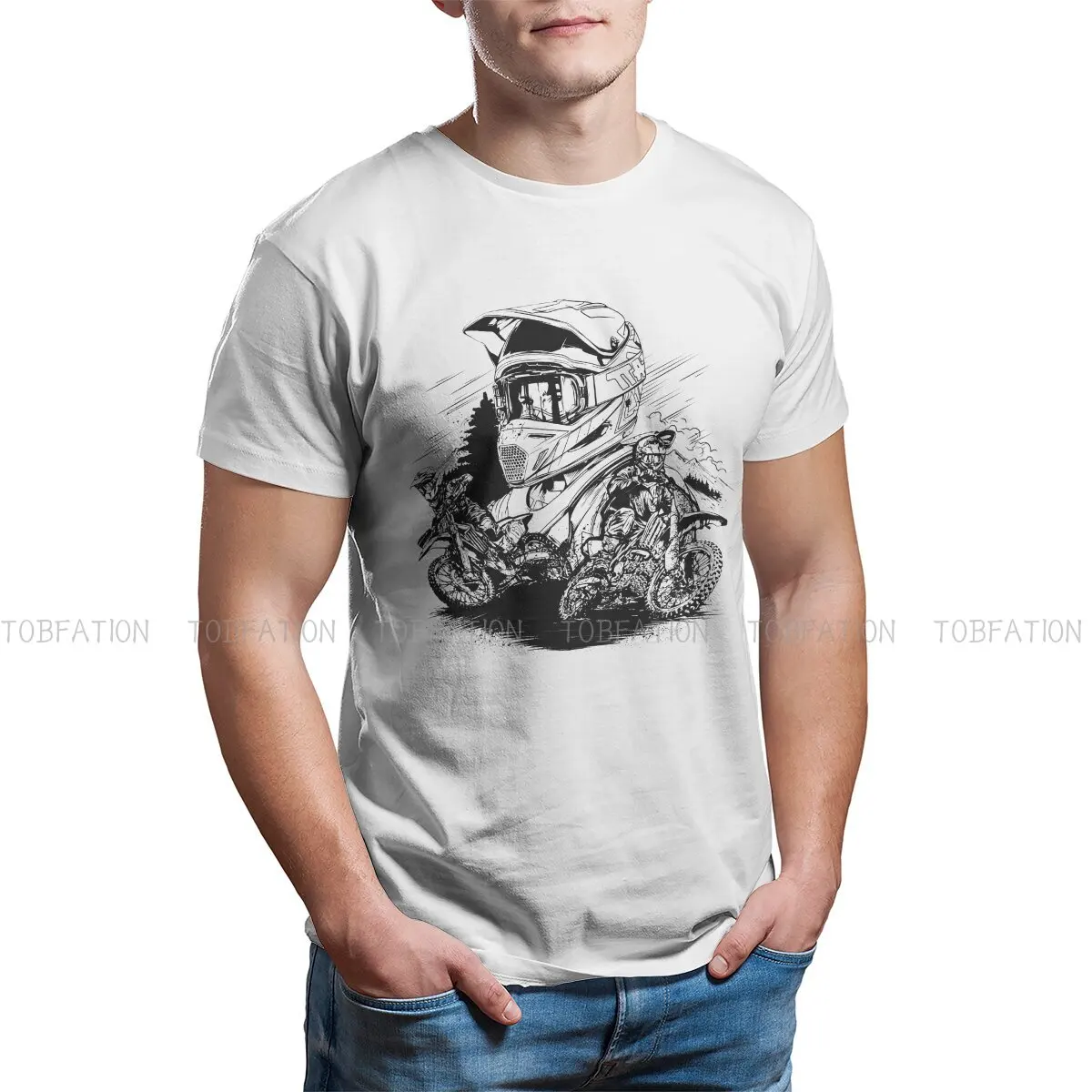 MTB Fashion TShirts Enduro Cross Motorcycle Racing Male Style Pure Cotton Tops T Shirt Round Neck Oversized