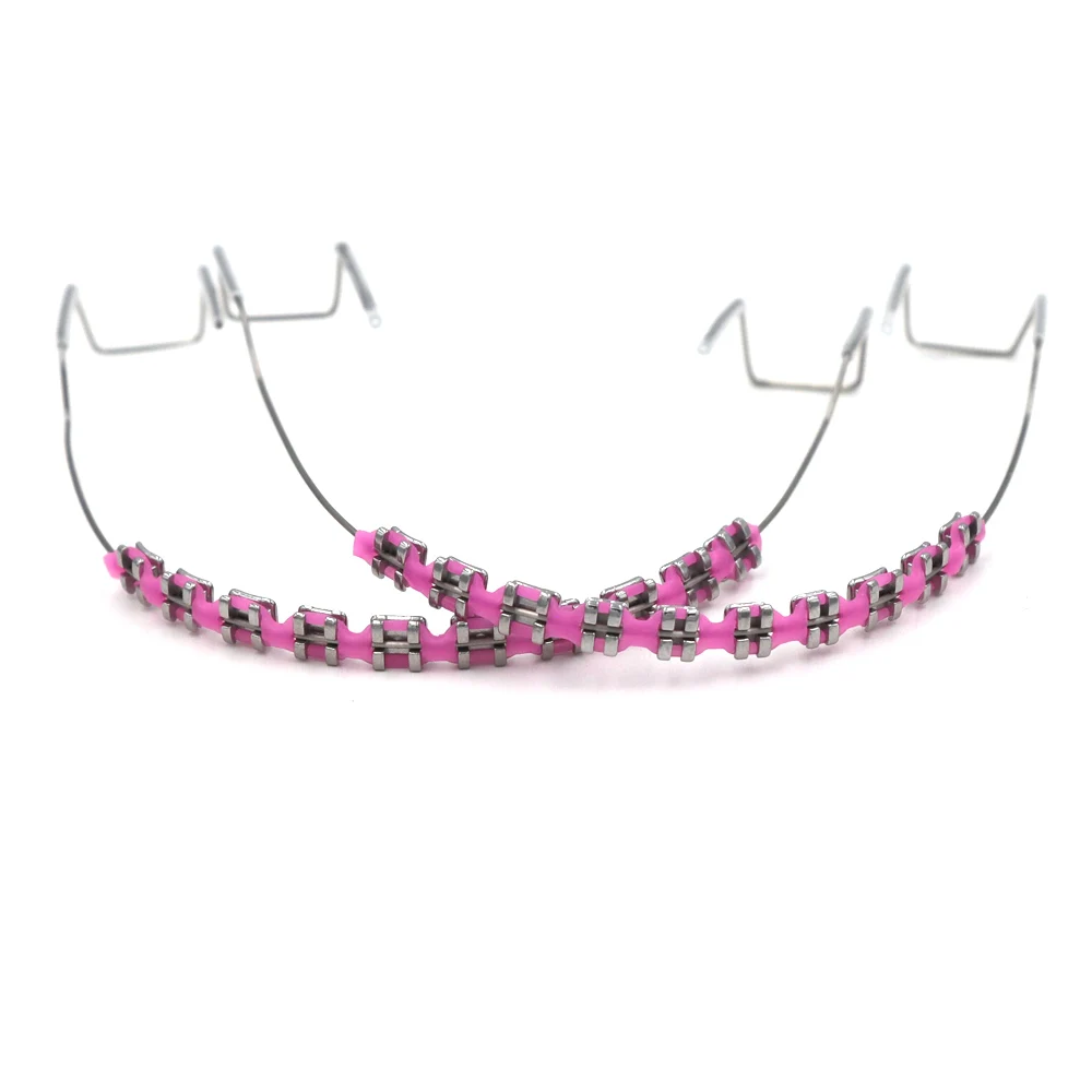 Modisches Fake-Zahnspangen-Set – Bunte kieferorthopädische Ligaturbinder und Metallklammern |   Sicher und bequem |   1 Paar