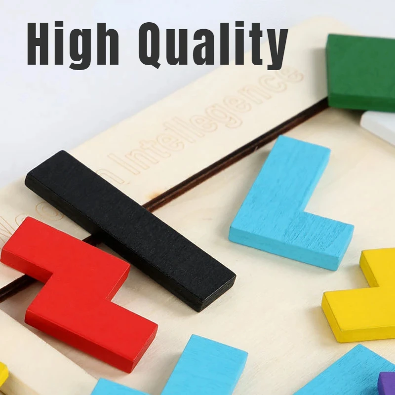 Bunte 3D Puzzle Holz Spielzeug Tangram Mathematik Spiel Kinder Vorschule Magination Formen Puzzle Spielzeug Für Kinder Jigsaw P553