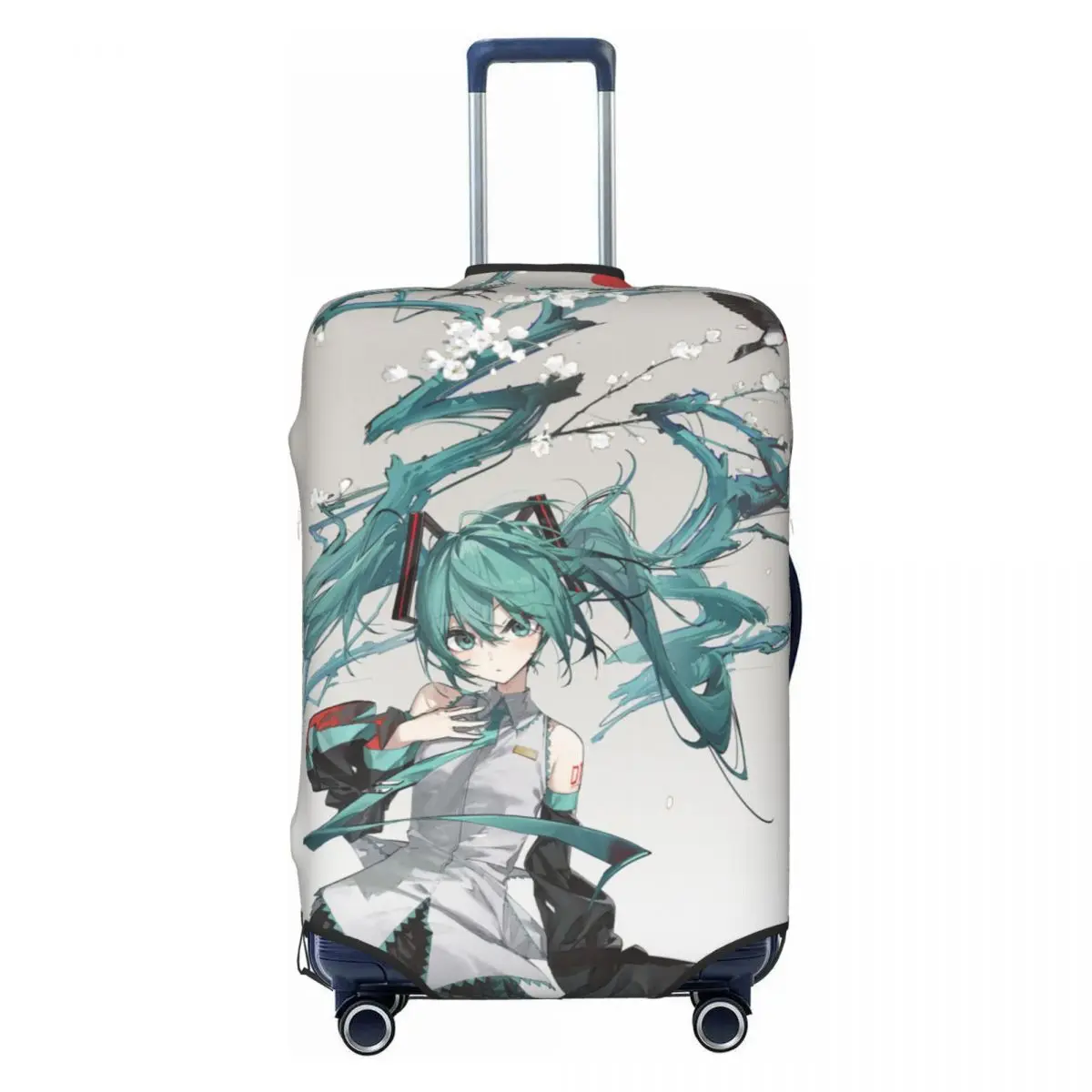 カスタム面白いハツネミク-vocaloid-ロックアニメ荷物カバープロテクター洗える旅行スーツケースカバー