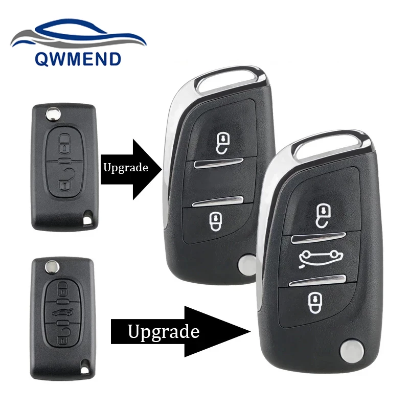 Modified Flip Key Shell สำหรับ Citroen C2 C4 C5 Berlingo Xsara Picasso สำหรับ Peugeot 306 407 807 Partner VA2/HU83 2/3BUT