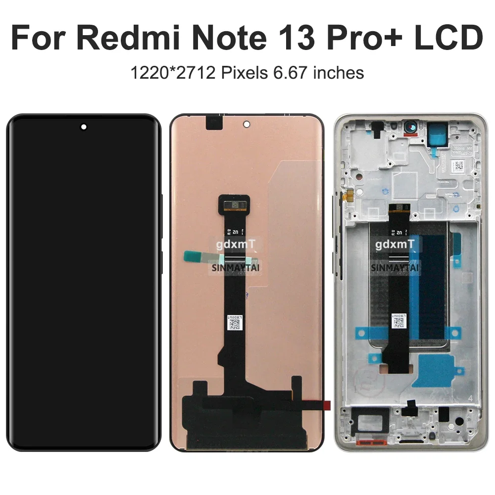 Для Xiaomi Redmi Note 13 Pro Plus 6,67 ''для Redmi Note13 Pro + зеркальный ЖК-дисплей сенсорный экран дигитайзер в сборе Замена