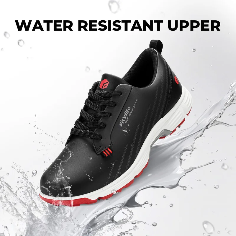 FitVille Men'S Wide Toe Box Golf Shoes Anti-Slip Spiked Golf Sneakers With Arch Support Casual Sports For Swollen Feet