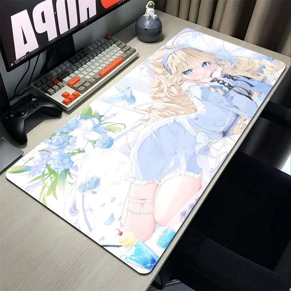 Alas Mouse Mousepad anak perempuan Anime lucu dengan bantalan Aksesori Gaming alas Keyboard XXL