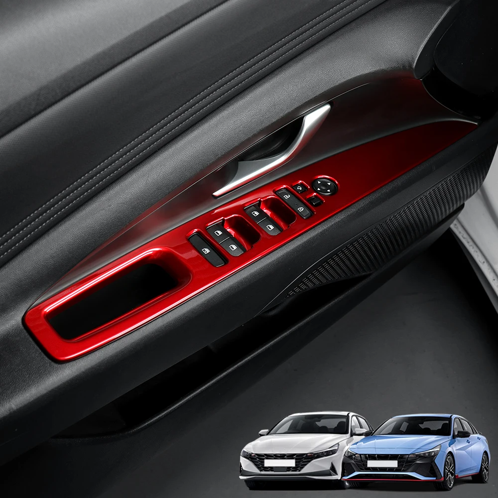 

RHD/LHD For Hyundai Elantra CN7 N 2020-2023 Red Window Glass Lifting Switch Button Cover Door Armrest Trim Panel