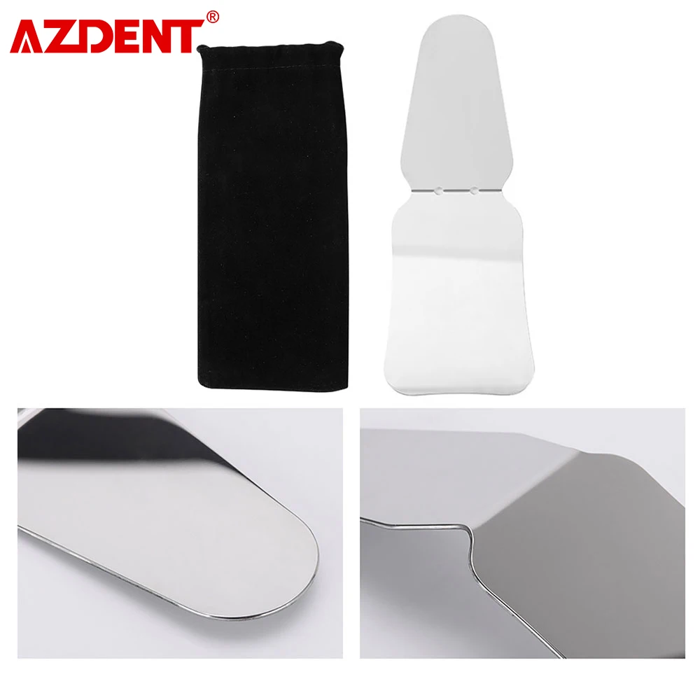 AZDENT-Espejos de fotografía Dental, Reflector de ortodoncia de acero inoxidable de doble cara, 7,09x2,83 pulgadas