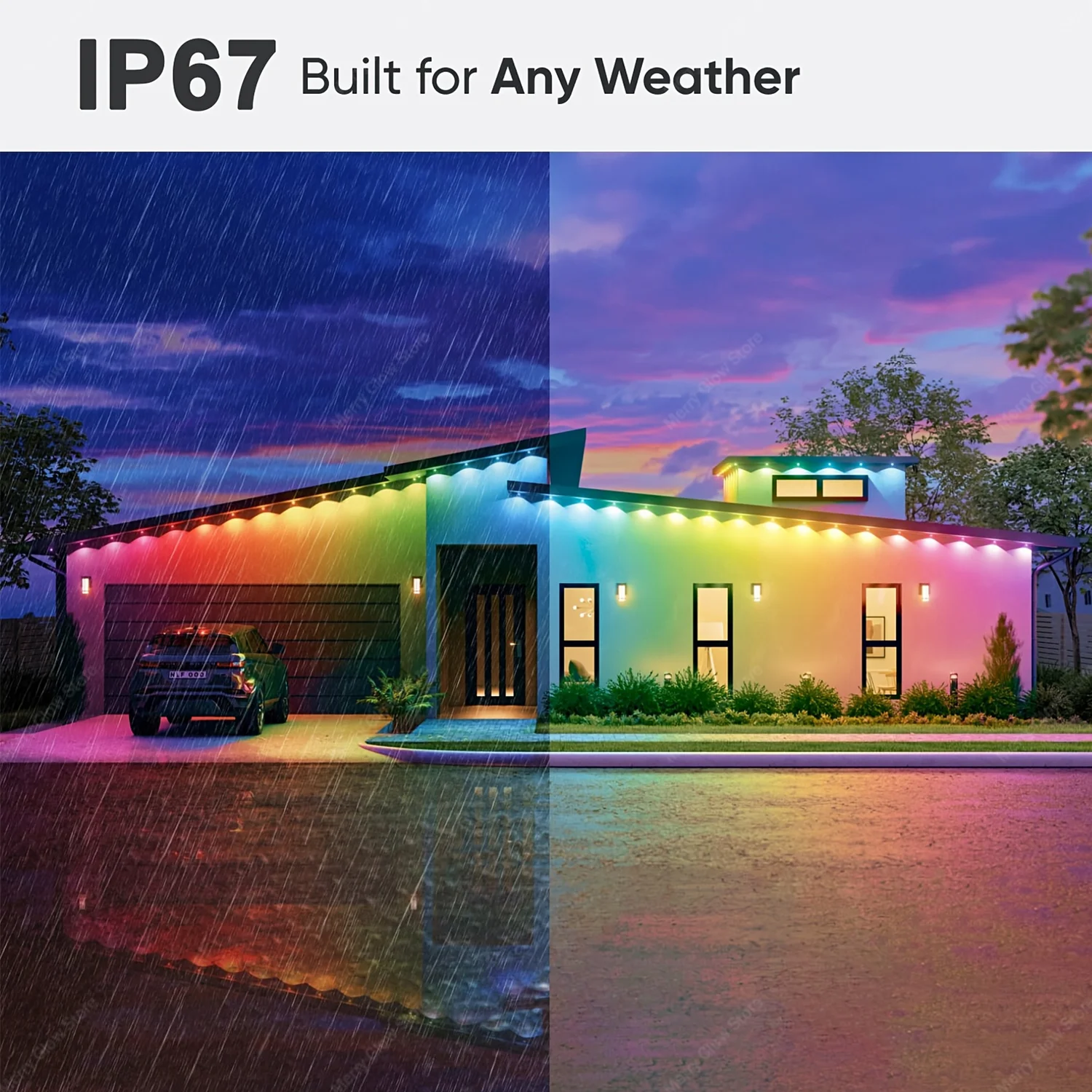 200ft 150ft 100ft الدائم في الهواء الطلق الذكية الطنف أضواء الذكية RGBIC أضواء الموسيقى مزامنة تأثيرات الضوء الديناميكي لديكور العطلات #6