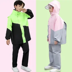 Children's Split Raincoat Suit Kids Girls Boys Rain Pants Waterproof Full Body Rain Poncho Jacket Outdoor Hiking Hooded Rainwear