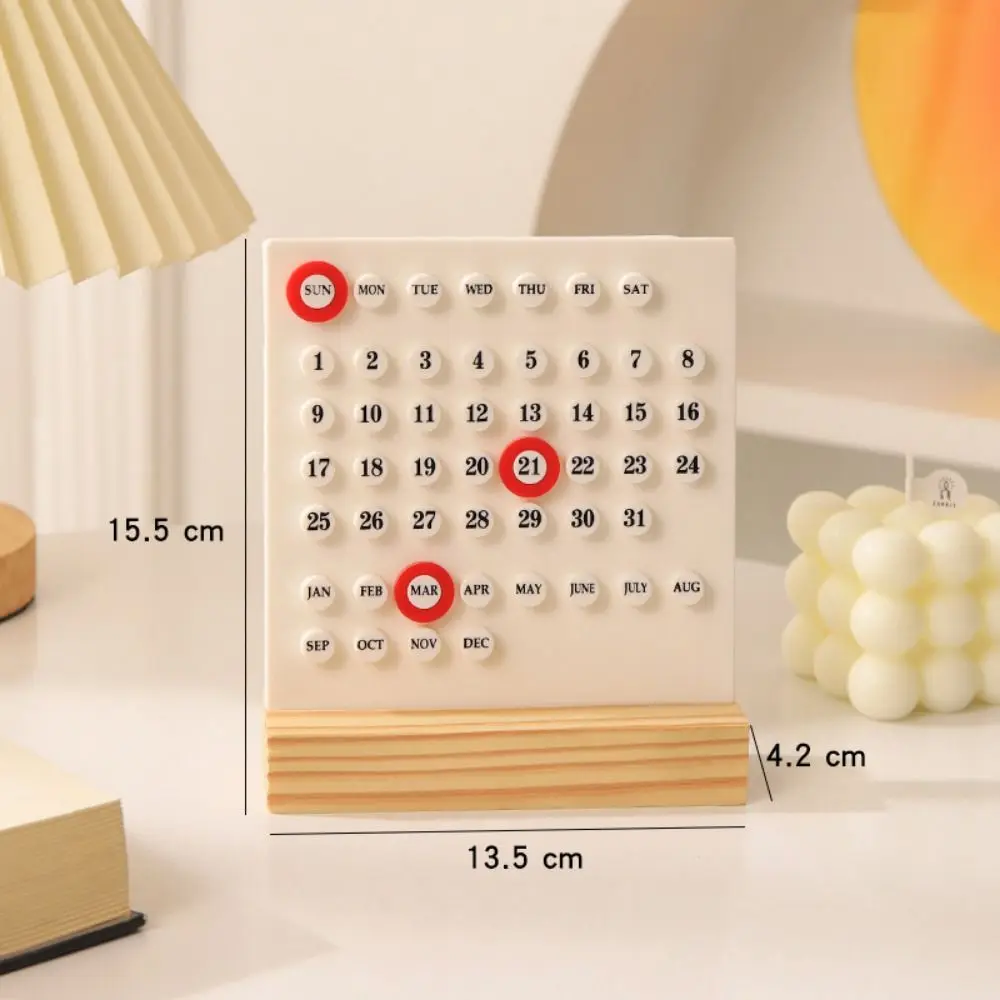 Calendario fai-da-te in acrilico con base in legno Calendario da tavolo in legno fatto a mano di diecimila anni Visualizzazione della data del mese staccabile