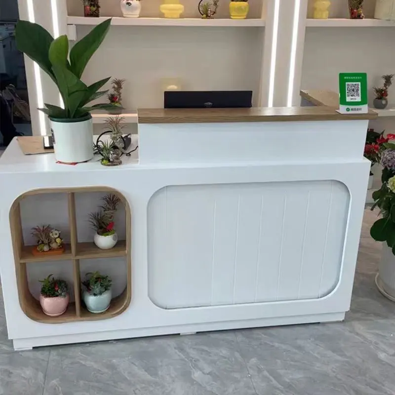 Simple corner bar checkout page paint clothing store reception desk