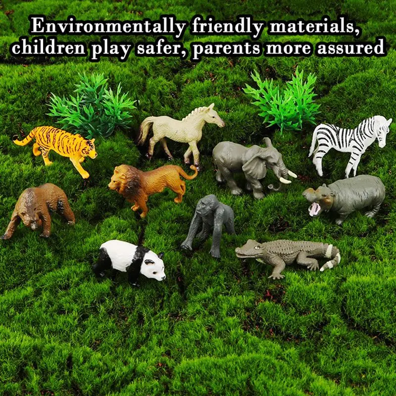 Simulated Animal Model Educational Children's Toy Static Plastic Giraffe Elephant Liger Ornament Set