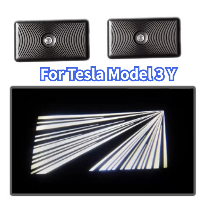 Door Lights For Tesla Model 3/Y Highland Juniper Projector Puddle Lights Ultra-Bright Welcome Step Light Glass Film Never Fade