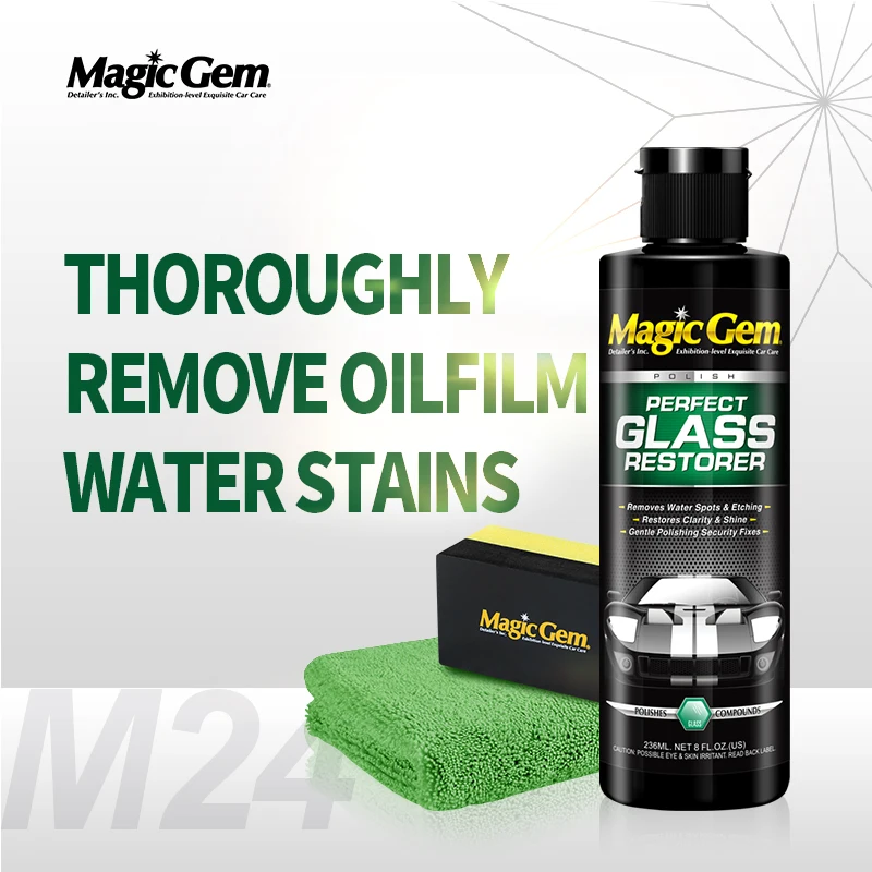 

Magic Gem M24 Car Glass Film Remover Windscreen Cleaner Removes film and water spots Prevents glare Restores clarity of vision