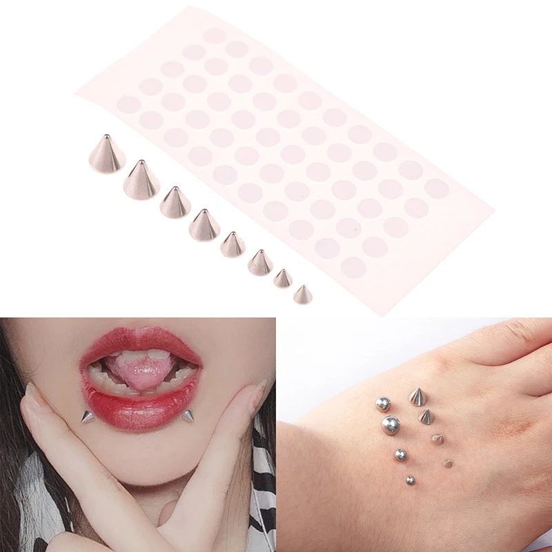 Stainless Steel Fake Piercing Stud Set Fake Nose Ring Stud Sticker Pack Fake Eyebrow Lip Piercing Non Piercied Body Jewelry