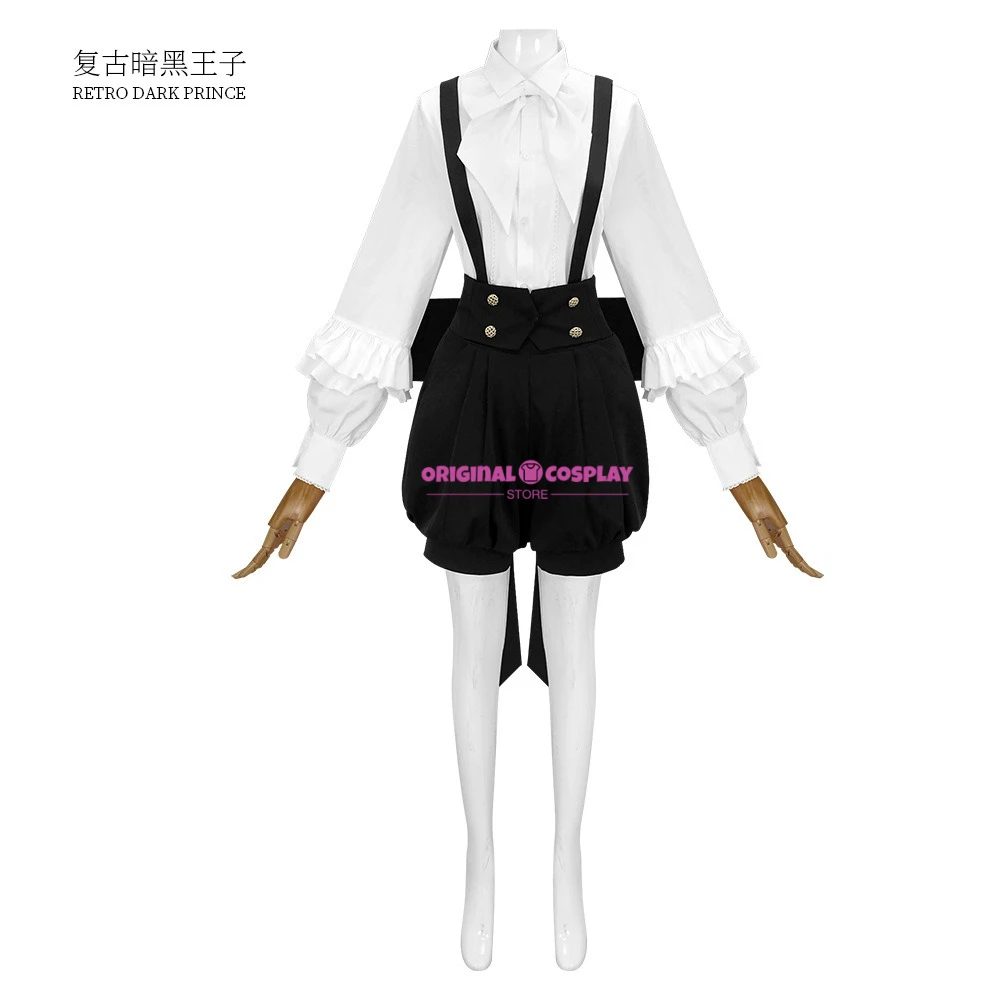 

Japanese Gothic Y2k 2 Piece Set Women Sweet White Bow Shirts Trailing Black Strap Skirt Mini Pants Casual Vintage Princess Suit