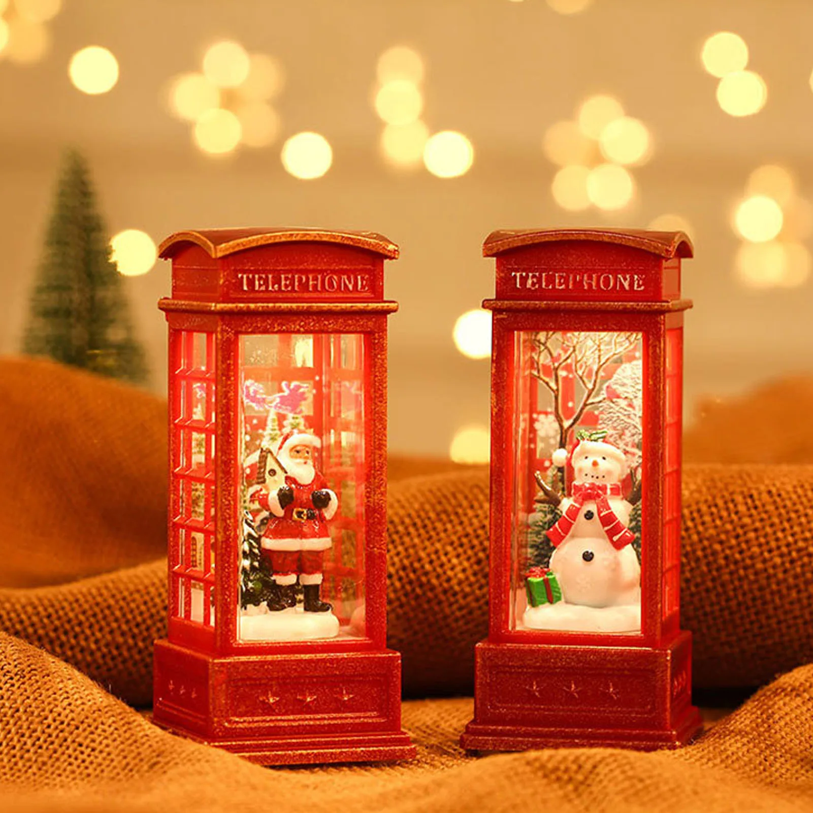 

Christmas Decorations Telephone Booth Decoration Night Light Home Decoration Luminous Decoration Gift Telephone Booth Ornaments