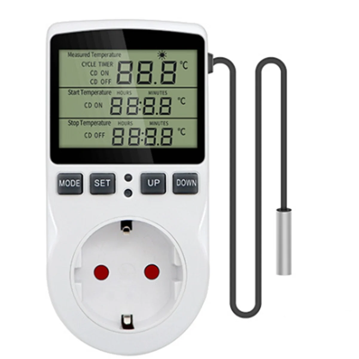 SSR Regolatore di temperatura digitale intelligente Presa interruttore UE 16(2)A 230V-Max.3680W Display LCD
