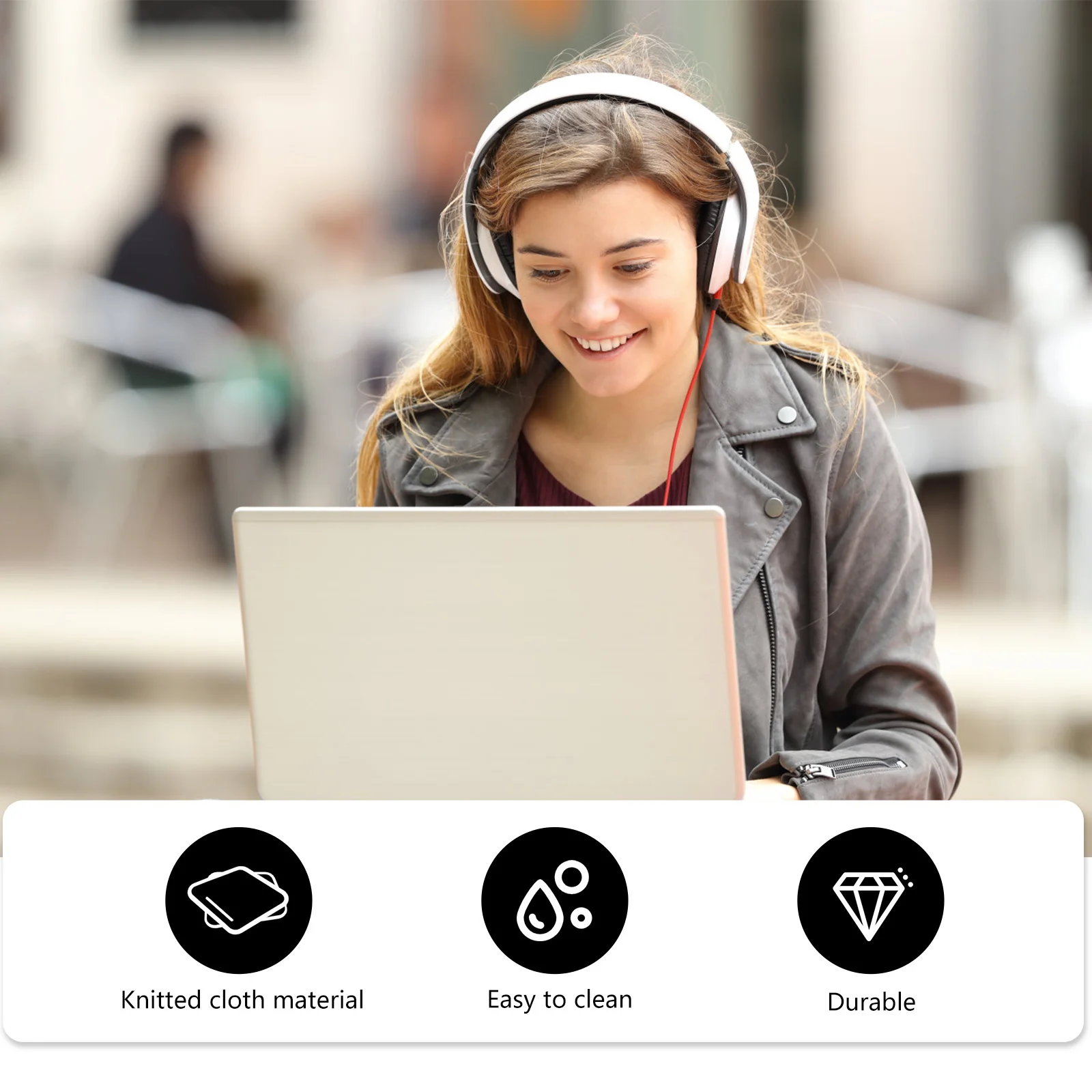 

1 Pair Knitted Earphone Dust Covers Reusable For Headband Type Durable Protective Covers Practical Earphone Accessories