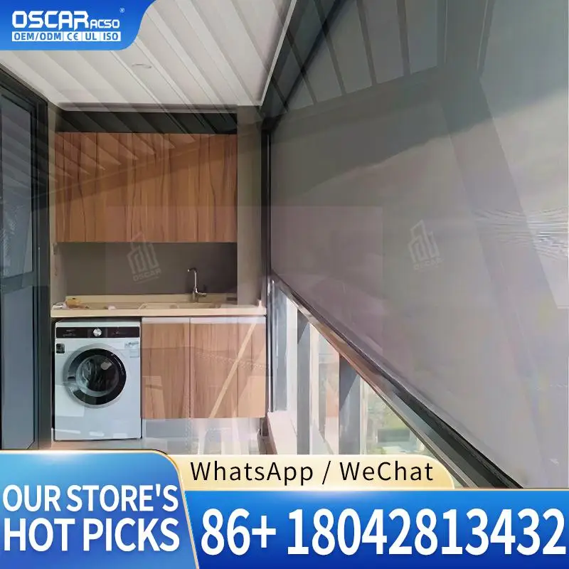 

Motorized Waterproof Roller Outdoor Blinds for Balcony Customized Windproof Zip Track Rolling Blind
