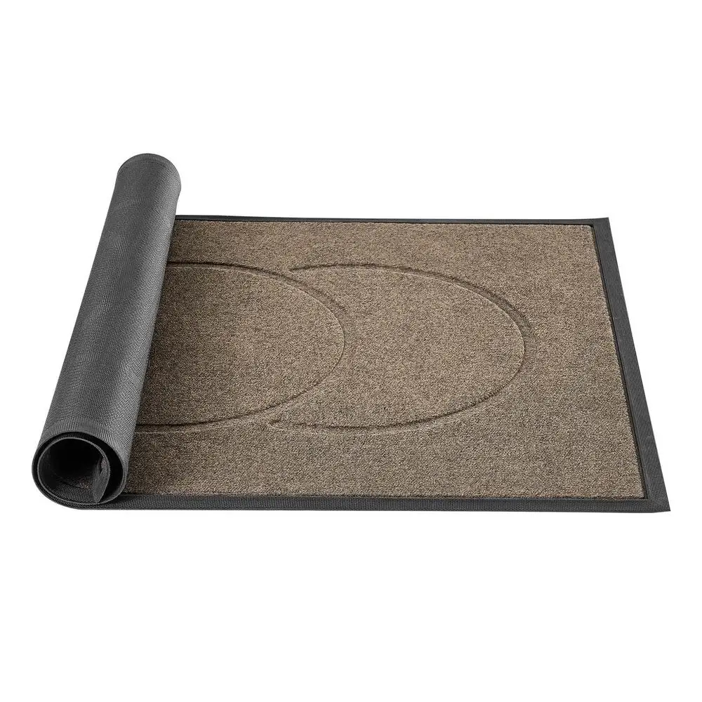 Tapis anti-salissures, 1194 x 813 mm, paillasson intérieur et extérieur, tapis de nettoyage de 7 mm d'épaisseur, paillasson élégant avec support en TPE, tapis d'entrée lavable pour couloir, balcon, garage, marron