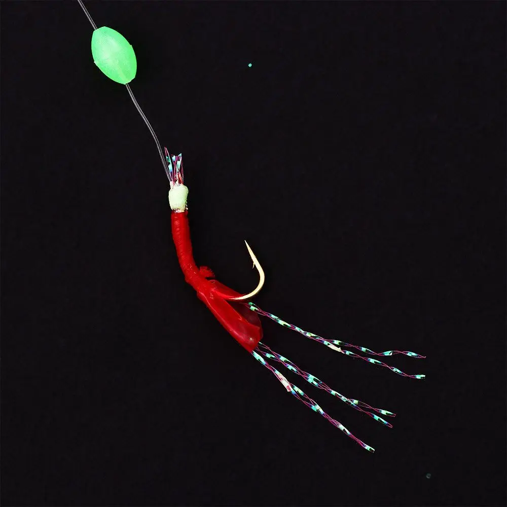 Fishing Luminous Bead Fishing Hook Wire Fishing String Hooks Fishing Sabiki Rigs Fishskin Skirt Lure Artificial Fishing Lures