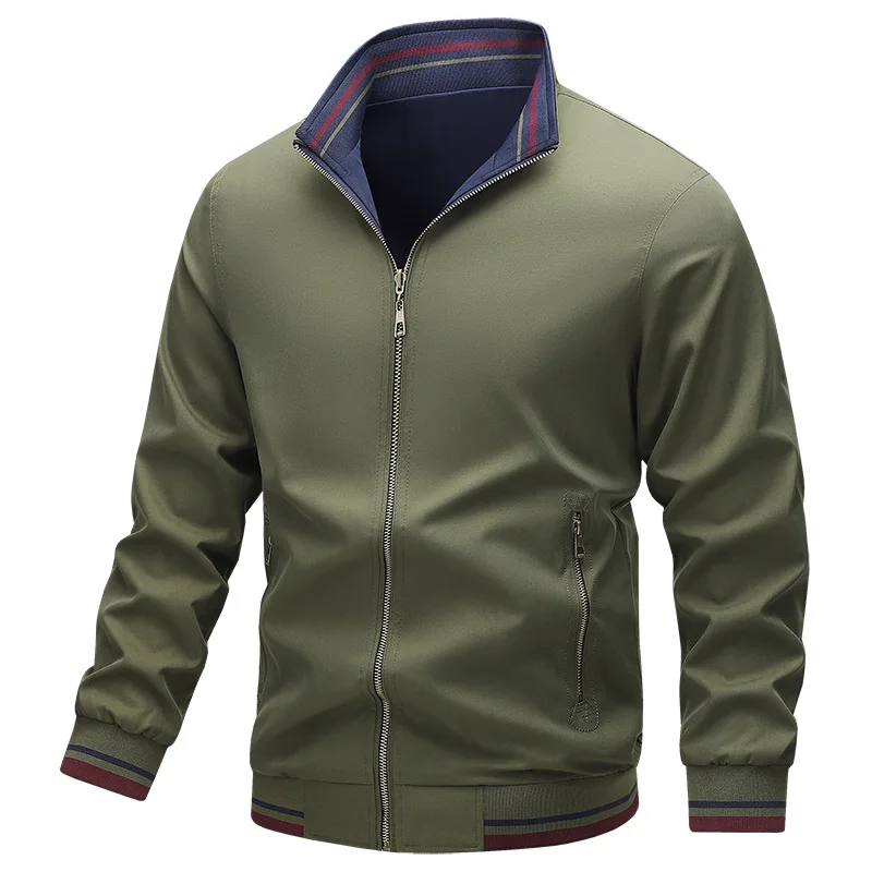 Jacket Men's 2026 Spring and Autumn New Double-sided Wear Stand-up Collar Trendy Casual Jacket