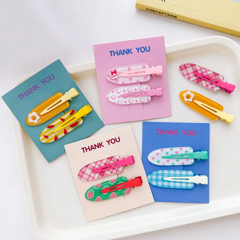 إكسسوار للشعر، دبابيس شعر صيفية من الأكريليك بلون الحلوى، مشبك جانبي بدون تجعد للفتيات، مشبكين بانج لكل عبوة