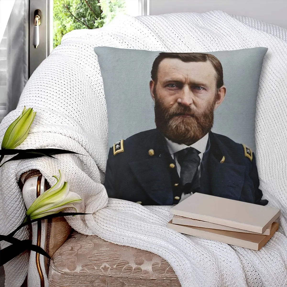 Ulysses S. Grant, 1865. Square Pillowcase Pillow Cover Polyester Cushion Zip Decorative Comfort Throw Pillow for Home Car