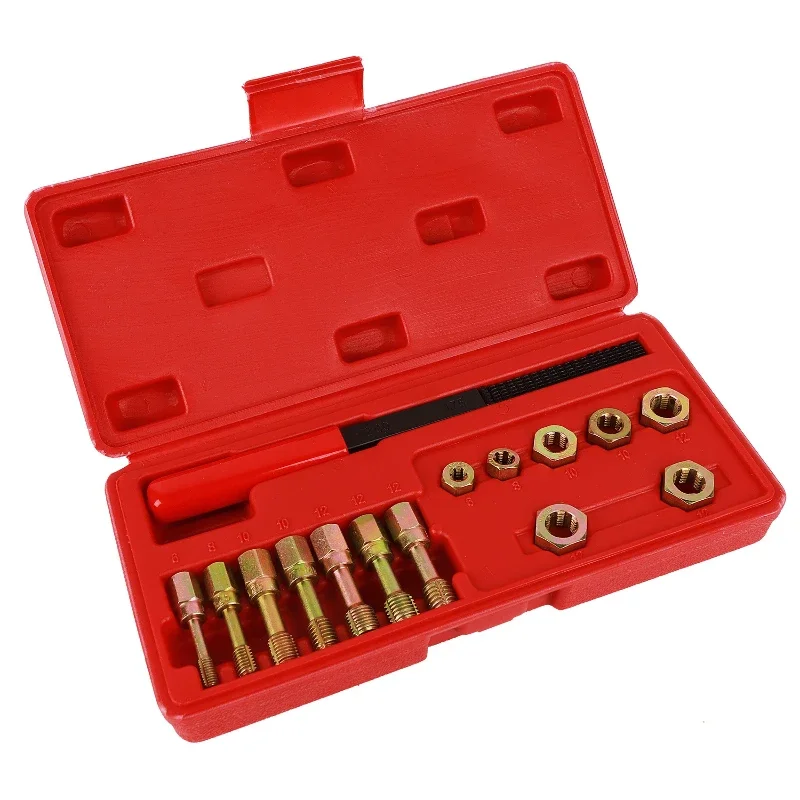 

15 piece set of screw thread repair tool, thread tapping repair set, screw thread repair kit, steam