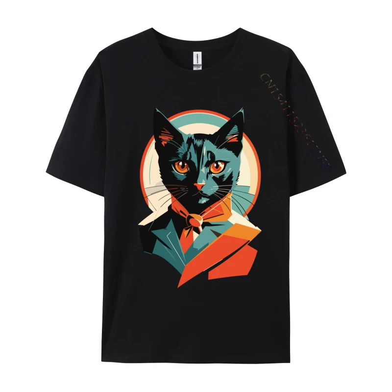 Abstract Modern Cat Design T-shirts 2024 Popular Man Men Tshirt Unique Printed On Tees Premium Cotton Sweatshirts