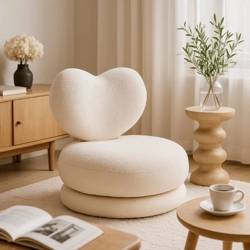 

Home Children's Sofa Chair,Rotating Solid Wood Low Stool,Single Lamb Fleece Footstool, Living Room Balcony Reading Chair for Kid