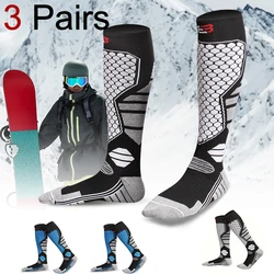 3 Pairs Men Winter Thick Sports Socks Outdoor Warmth Sweat Absorption Breathability Suitable Hiking Ice Skating Skiing Socks