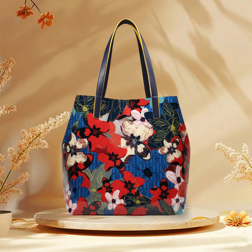 

Large capacity women's bag Vintage artistic print Premium floral shoulder bag Fashionable women's shoulder bag