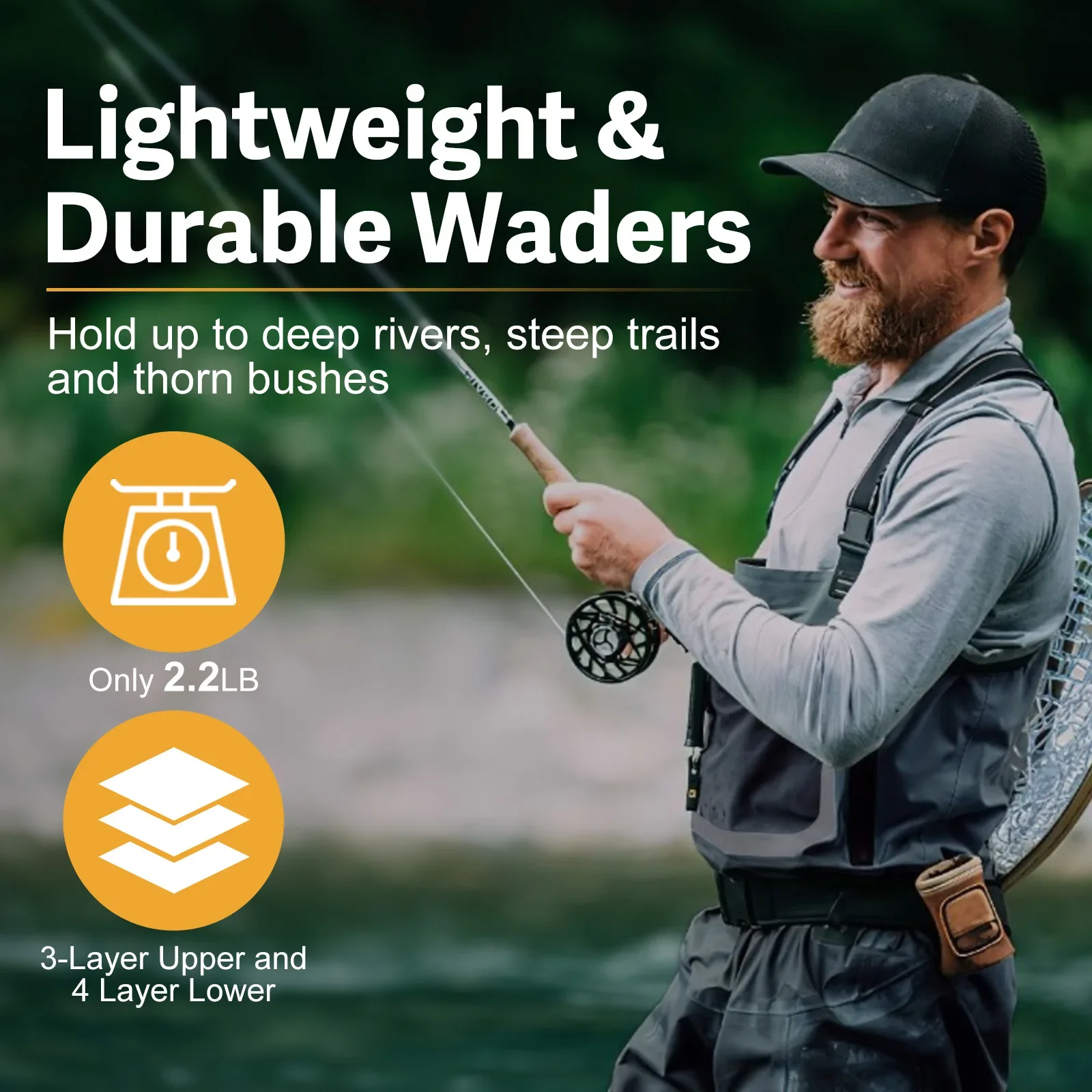 Imagem -06 - Goture-durable Fly Fishing Waders para Homens e Mulheres pé Meia Respirável Peito Wader Confortável s m l xl Xxl Tamanho